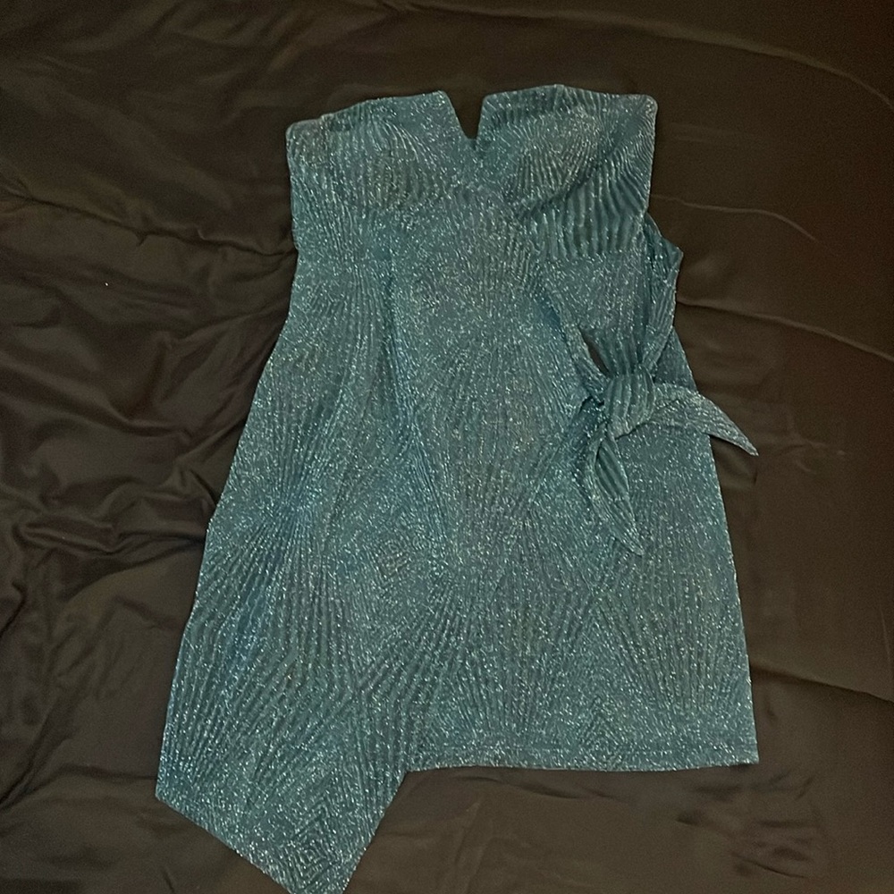 Tealish Bluish Greenish Shimmer Dress 
(The best way to describe the color lol)